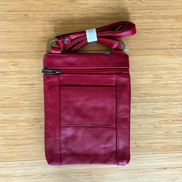 Maze Super Soft Leather Crossbody Bag Wine - Picture 3 of 4